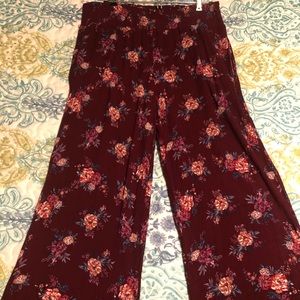 Burgundy floral palazzo pants